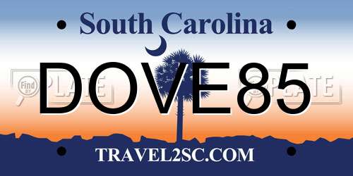 DOVE85 South Carolina License Plate