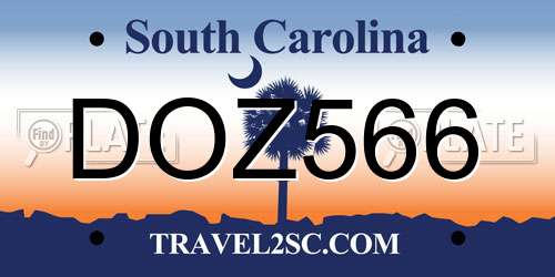 DOZ566 South Carolina License Plate