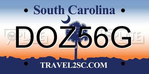 DOZ56G South Carolina License Plate