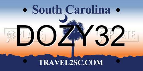 DOZY32 South Carolina License Plate