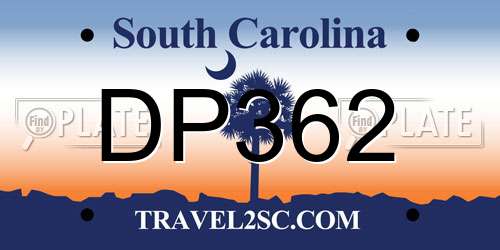 DP362 South Carolina License Plate