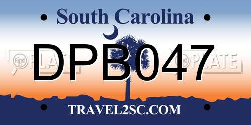 DPB047 South Carolina License Plate