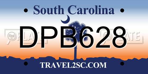 DPB628 South Carolina License Plate