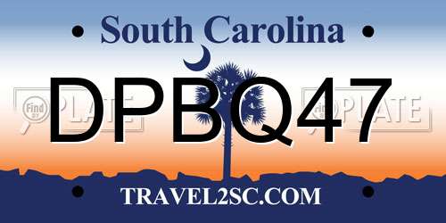 DPBQ47 South Carolina License Plate