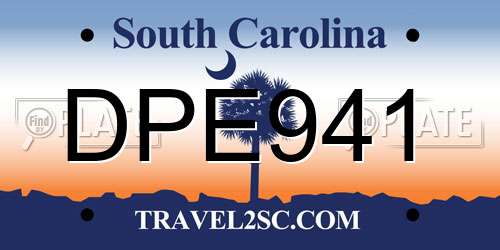 DPE941 South Carolina License Plate