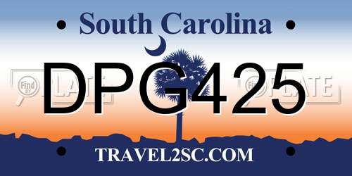 DPG425 South Carolina License Plate