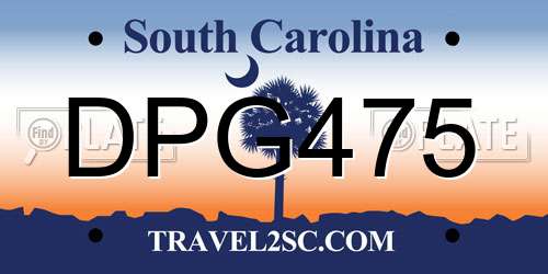 DPG475 South Carolina License Plate
