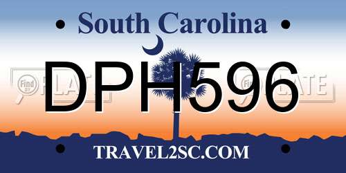 DPH596 South Carolina License Plate