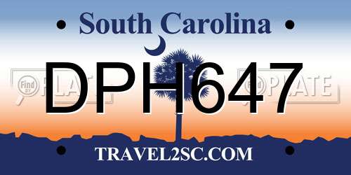 DPH647 South Carolina License Plate