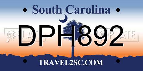 DPH892 South Carolina License Plate