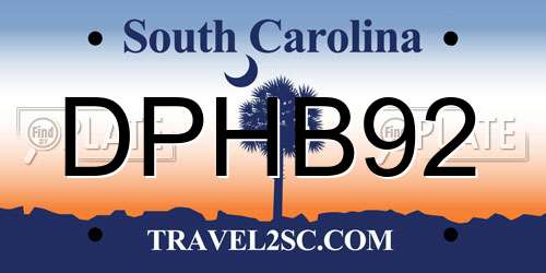 DPHB92 South Carolina License Plate