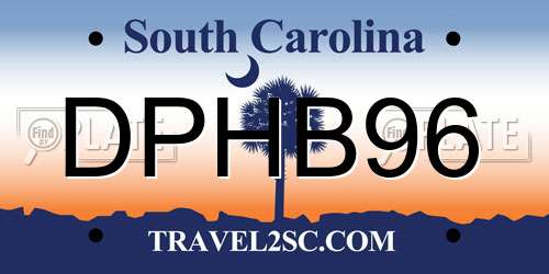 DPHB96 South Carolina License Plate