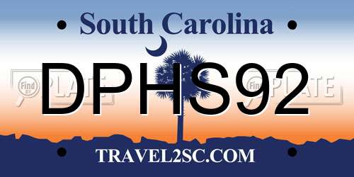 DPHS92 South Carolina License Plate