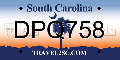 DPQ758 South Carolina License Plate