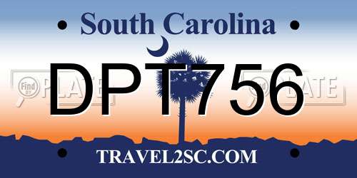 DPT756 South Carolina License Plate