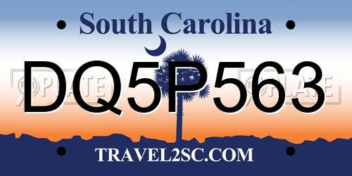 DQ5P563 South Carolina License Plate