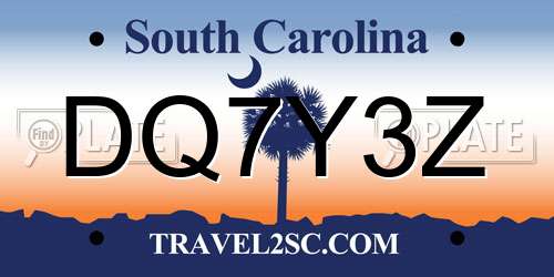 DQ7Y3Z South Carolina License Plate