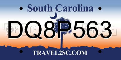 DQ8P563 South Carolina License Plate