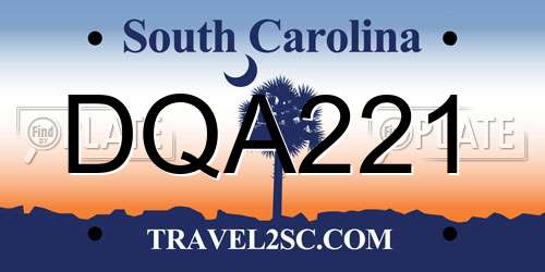 DQA221 South Carolina License Plate