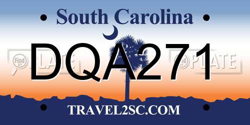 DQA271 South Carolina License Plate