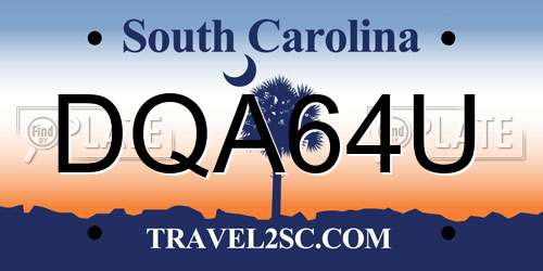 DQA64U South Carolina License Plate