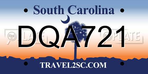 DQA721 South Carolina License Plate