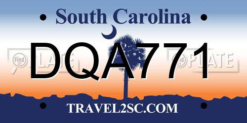 DQA771 South Carolina License Plate