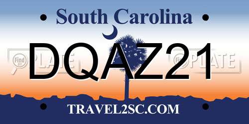 DQAZ21 South Carolina License Plate