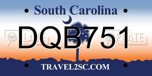 DQB751 South Carolina License Plate