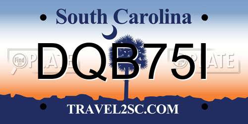 DQB75I South Carolina License Plate
