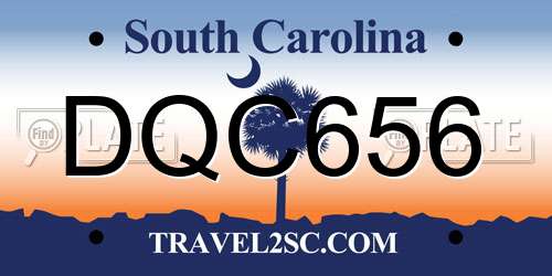 DQC656 South Carolina License Plate