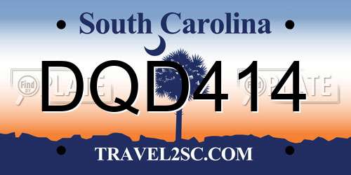 DQD414 South Carolina License Plate