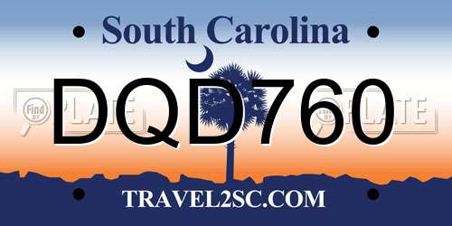 DQD760 South Carolina License Plate