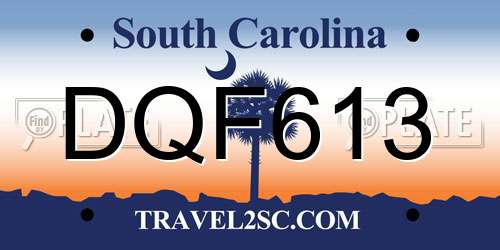 DQF613 South Carolina License Plate