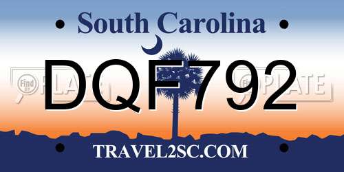 DQF792 South Carolina License Plate