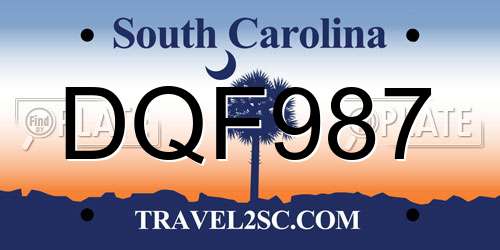 DQF987 South Carolina License Plate