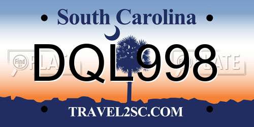 DQL998 South Carolina License Plate