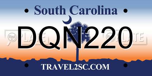 DQN220 South Carolina License Plate