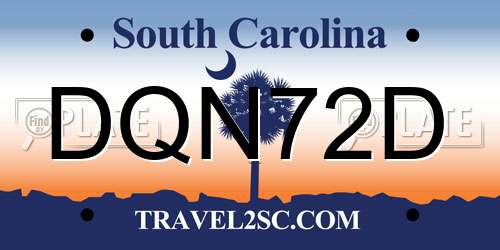 DQN72D South Carolina License Plate