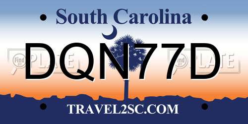 DQN77D South Carolina License Plate