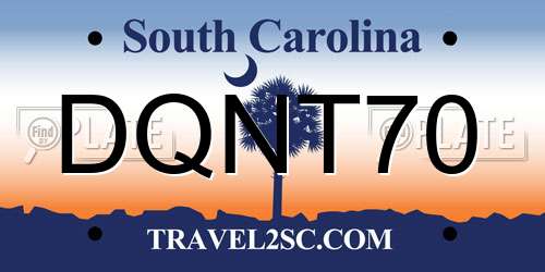 DQNT70 South Carolina License Plate