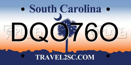 DQO76O South Carolina License Plate