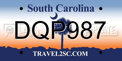 DQP987 South Carolina License Plate