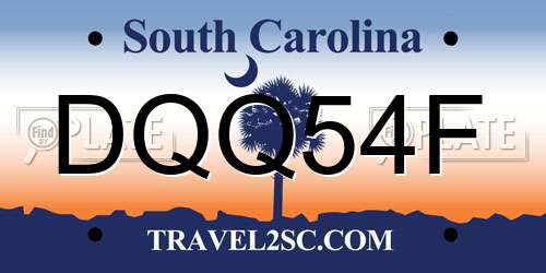 DQQ54F South Carolina License Plate