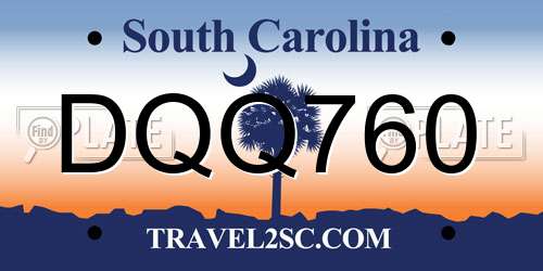 DQQ760 South Carolina License Plate