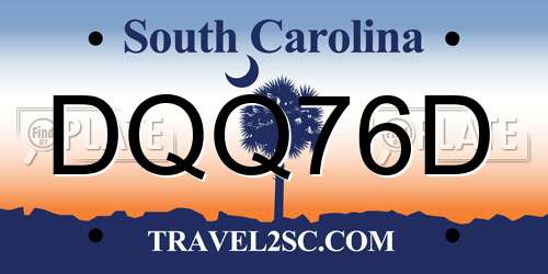 DQQ76D South Carolina License Plate