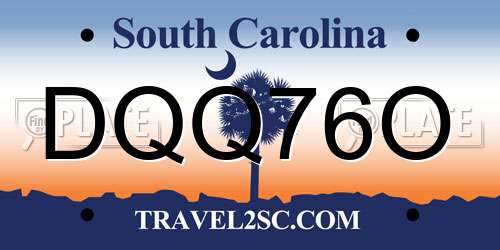 DQQ76O South Carolina License Plate