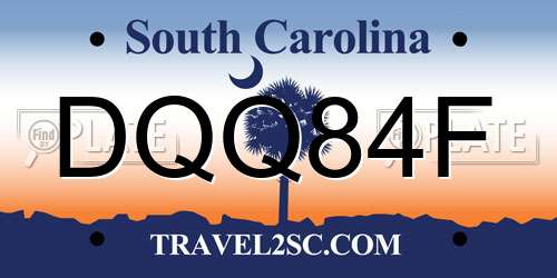 DQQ84F South Carolina License Plate