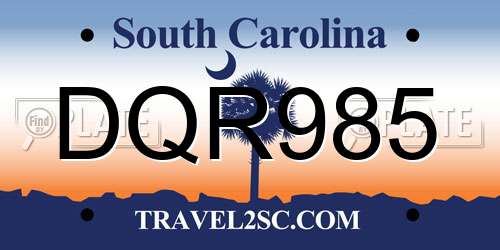 DQR985 South Carolina License Plate