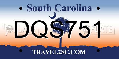 DQS751 South Carolina License Plate